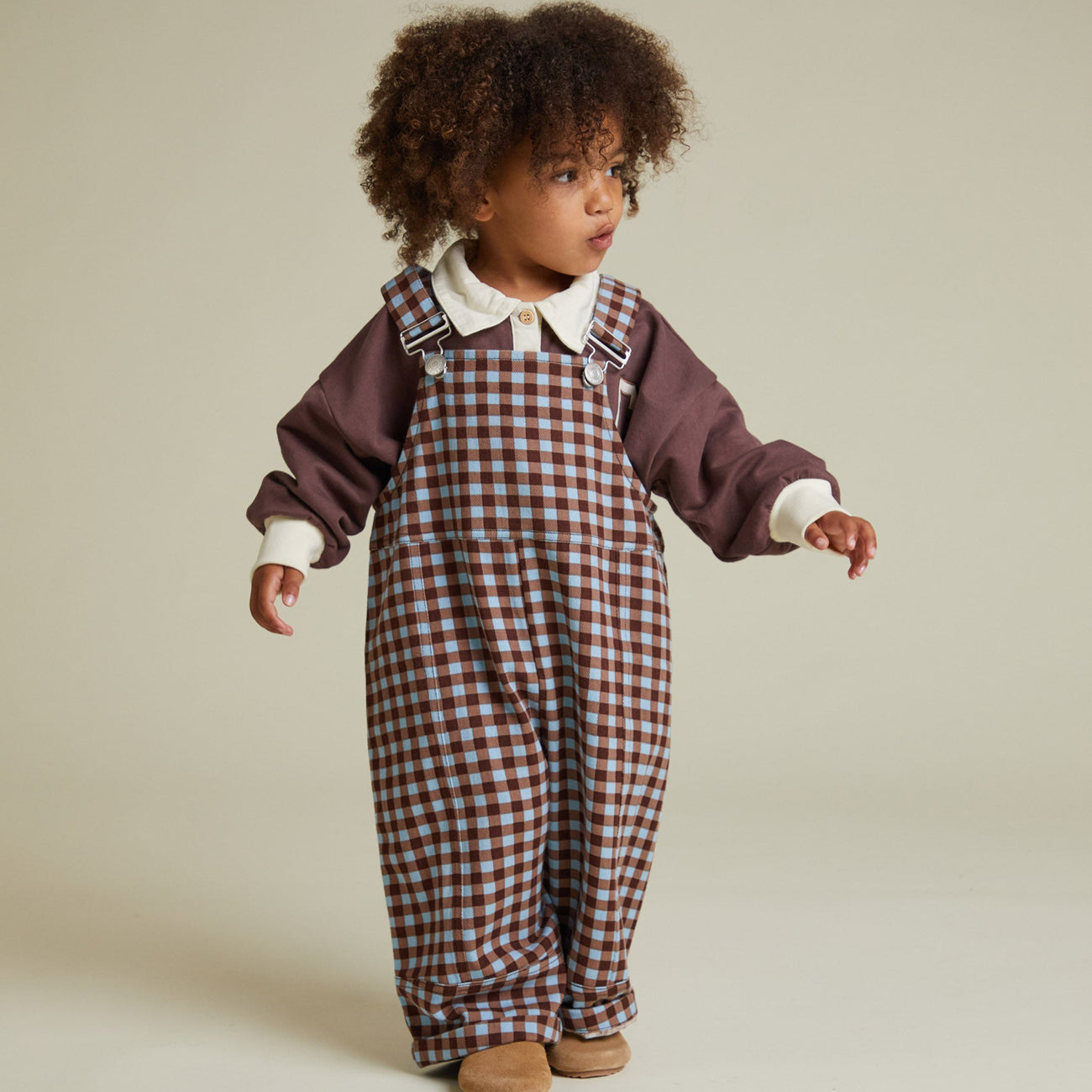 August Sky Gingham Cotton Dungarees